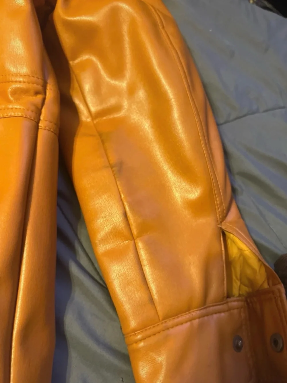 Classic Faux Leather Jacket in Cognac